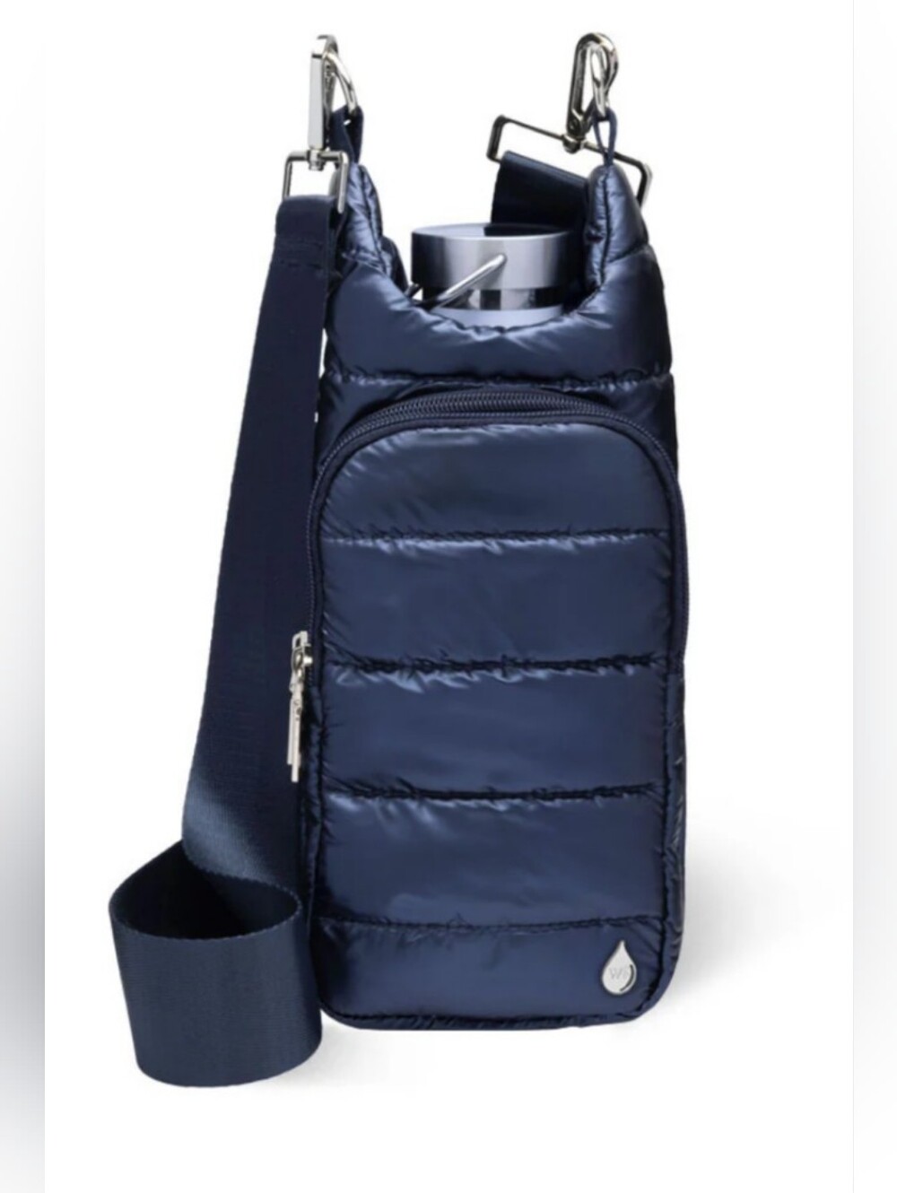 New WanderFull Navy Blue Shiny HydroBag Puffer Water Bottle Wallet Pockets